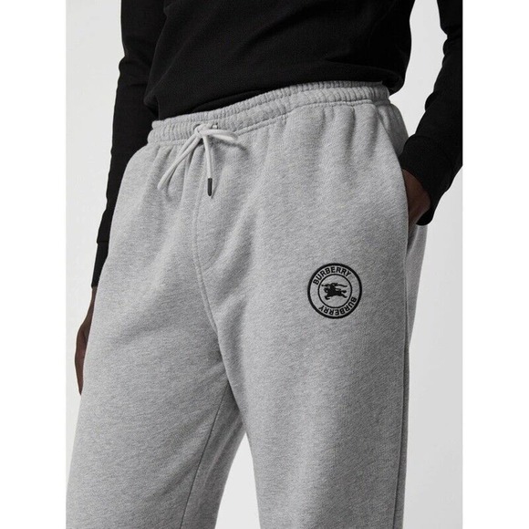 Burberry Pants Burberry Walford Gray Cotton Fleece Black Logo Insulated Joggers Sweatpants S